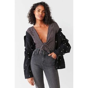 Out From Under Plunging Tie-Front Bodysuit